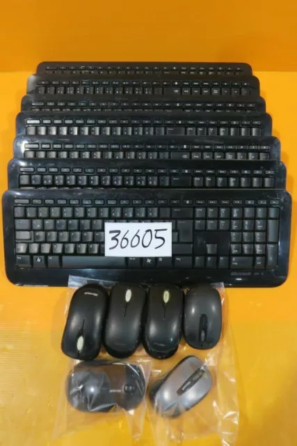 7 Stück Microsoft Wireless Funk Kabellos Desktop Tastatur und 6 Maus #36605