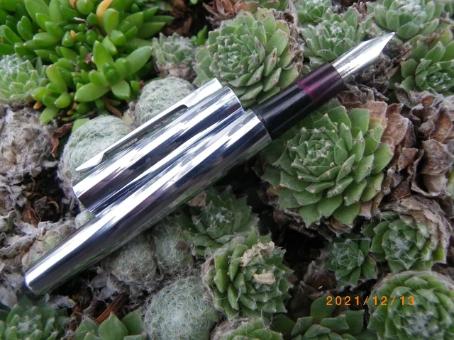 Stylo Plume Vintage Waterman Des Années 60 En Acier Satiné Argenté - Bon état Avec Cartouches Fournies