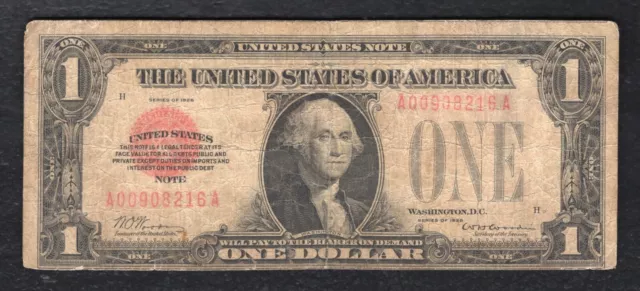 Fr. 1500 1928 $1 One Dollar Red Seal Legal Tender United States Note (C)
