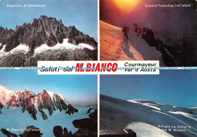 D039996 Saluti dal M. Bianco. Courmayeur Val d Aosta. M. Bianco. All Alba. Crest