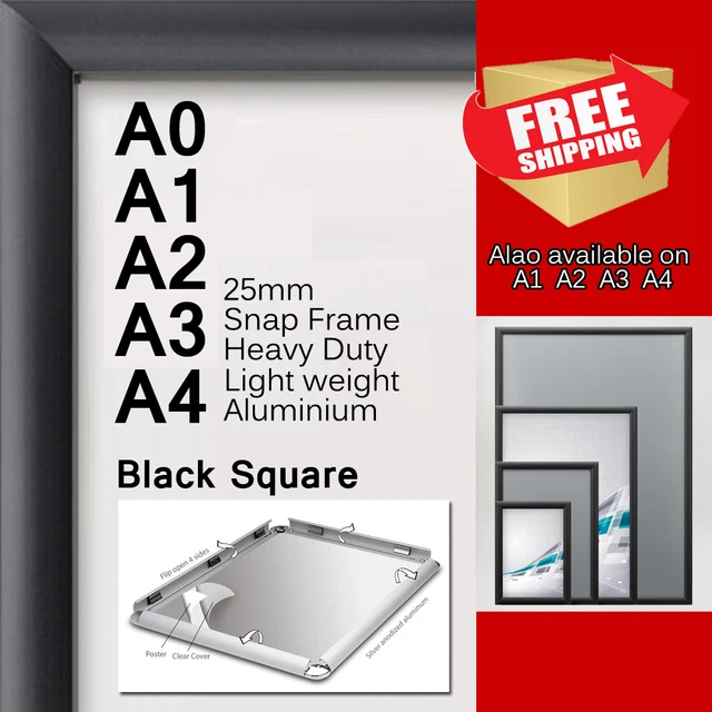 A0 A1 A2 A3 A4 PREMIUM Aluminum Snap poster frame Sign holder wall mount Black