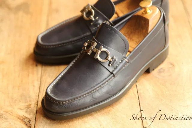 SALVATORE FERRAGAMO BLUE Leather Loafers Shoes Men's UK 6 US 7 EU 40 ...