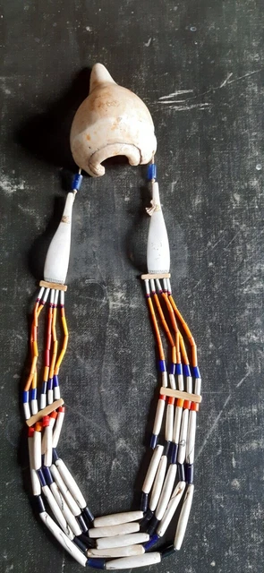 Naga Nagaland tribal ethnografic tribal  bead necklace shell Angami.