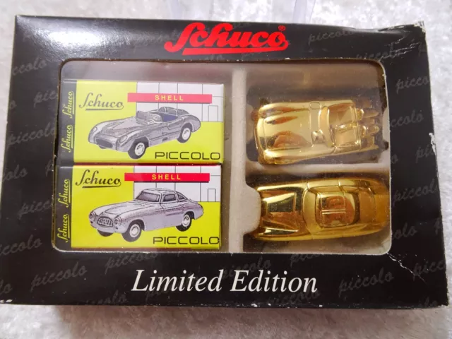 2 x Metall Mercedes Modell Auto Dickie Schuco Piccolo Vintage - NOS - Goldfarben