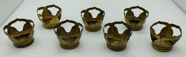 7 Brass Farber Bros NY, USA Art Deco LOTUS Tumbler Sleeves / Candle Holders 1924