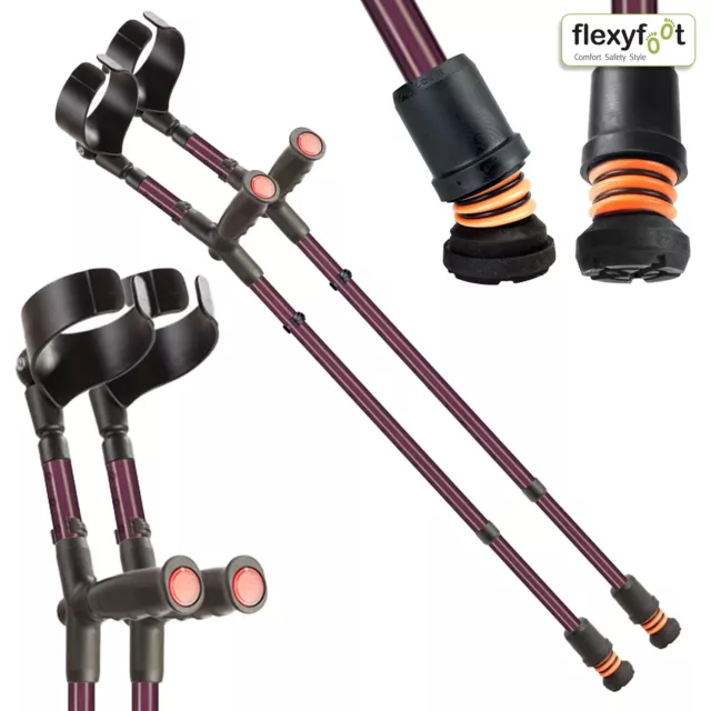 Flexyfoot Closed Cuff Crutches - Soft Grip - Double Adjustable - Blackberry