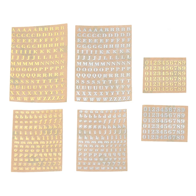3 SHEETS ALPHABET Letters Number Metal Stickers for Nail Art Craft ...
