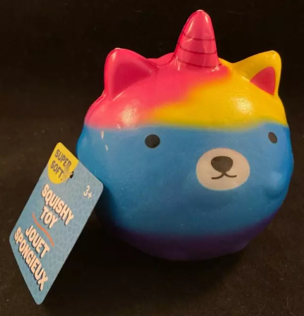 Round Rainbow Unicorn - Squishy Toy - Super Soft - Approx. 4" High