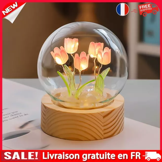 Tulip Night Light Ornaments Mini Flower Lamp Finished Product (Pink 5pcs Tulip)