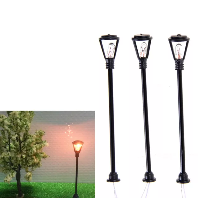 10pcs Model Garden Lamps HO Scale 1:100 Black Layout Garden Lights Model、JCAP