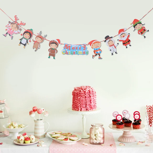 Bunte Papier Frohe Weihnachten Brief Muster Bunting Banner Fahnen XMAS Baum Tür