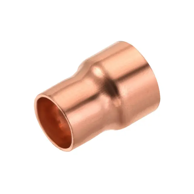 Copper Reducing Coupling Fitting with Sweat End, 1/2 x 5/8 Inch ID