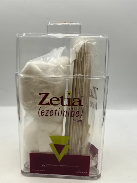 ZETIA Pharmaceutical Drug Rep Container Org Sealed Tongue & Cotton ￼Advertising