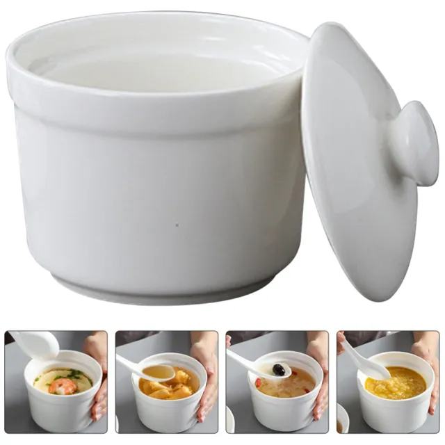 Olla de vapor con tapa bandeja de cerámica tazón de sopa grande taza de pudín