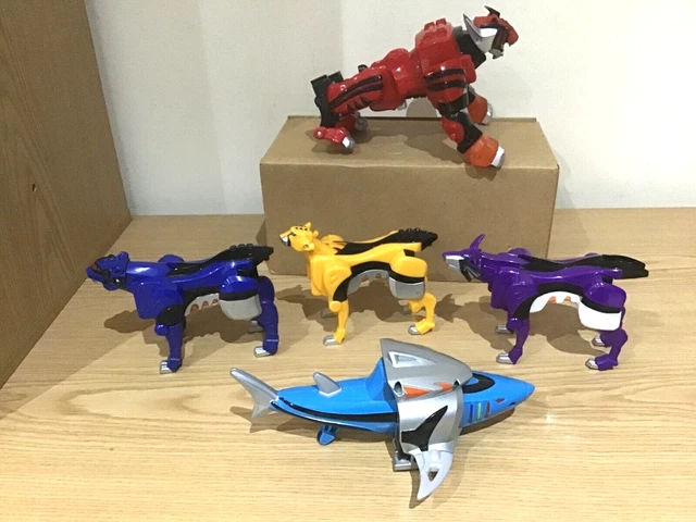 POWER RANGERS JUNGLE Fury Dx Jungle Pride Megazord Zords + Wolf + Shark