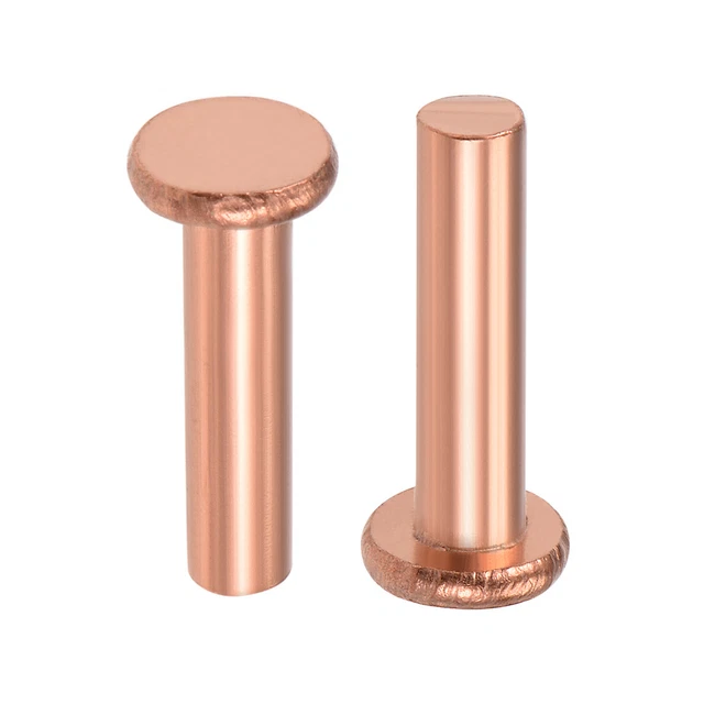 10Pcs 15/64"x1" Tête plate Cuivre Rivets solides attaches