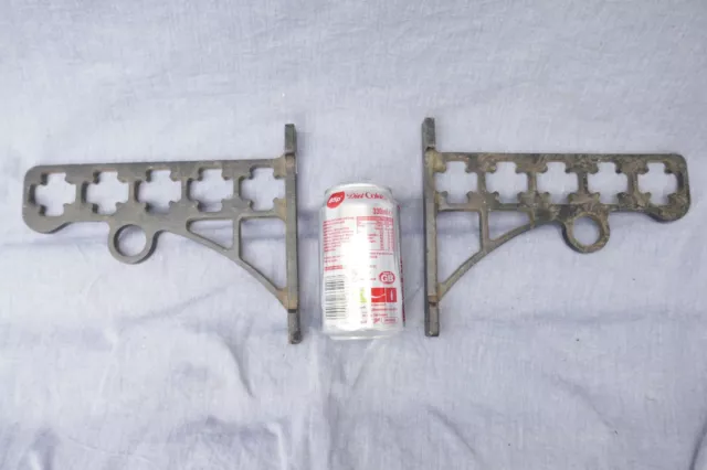 Vintage Pair Pole/Shelf Brackets Cast Iron Kitchen bathroom Wardrobe Mid Century
