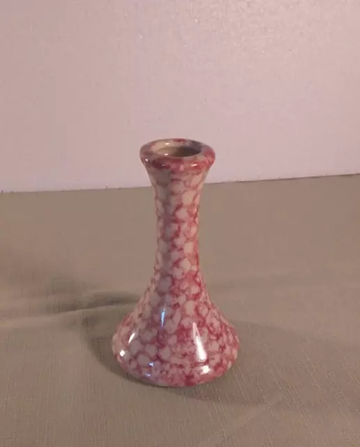Roseville Red Spongeware  Gerald E. Henn  Candle Holder or Bud Vase pottery