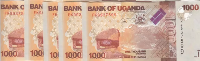 UGANDA 1000 SHILINGS 2021 P- 49 lot x5  UNC