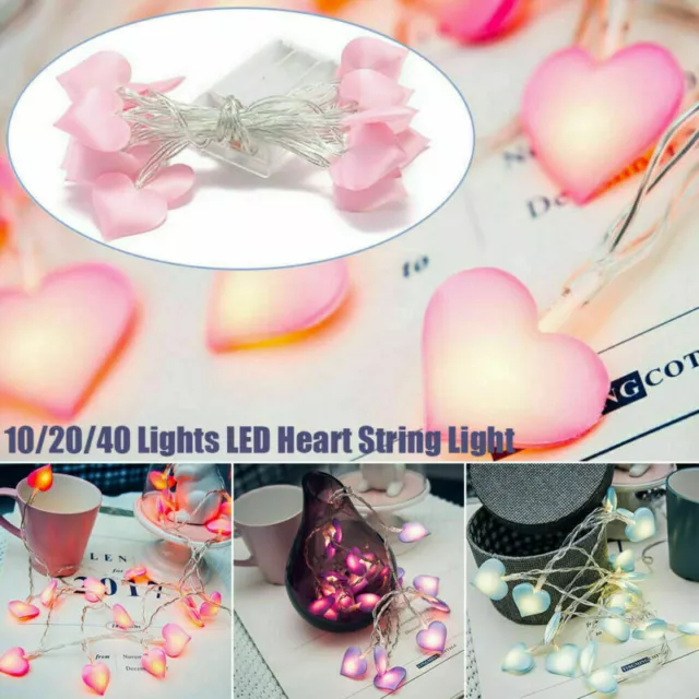 LED Heart Shaped String Fairy Lights Love Romantic Valentine Wedding Party Lamps