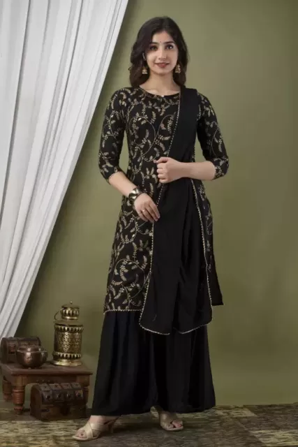 Bollywood Beautiful Kurti Set Dress Indian Designer Party Wear Kurta Sharara Set