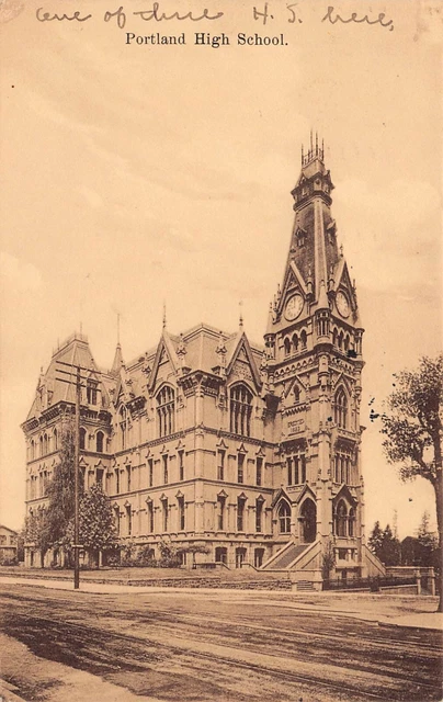 Portland OR Oregon High School Original 1888 Building Campus Vtg Postcard C16