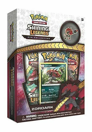 Zoroark Pin Collection Box Shining Legends Pokemon TCG Nintendo 3 Booster Packs