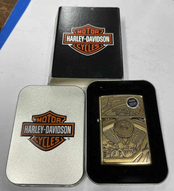 Zippo 1999 Harley Davidson Motor & Flag Brass Lighter Sealed In Box F51