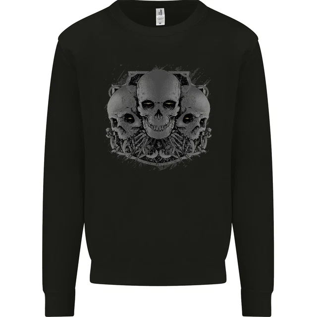 Gothic Skulls Biker Motorcycle Motorbike Kids Sweatshirt Jumper