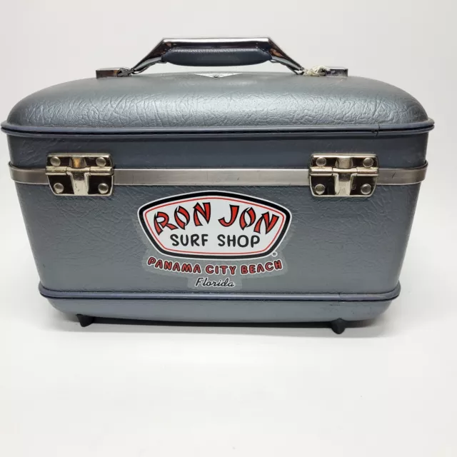 Vintage American Tourister Train Case Makeup Hard shell Blue Luggage Suitcase