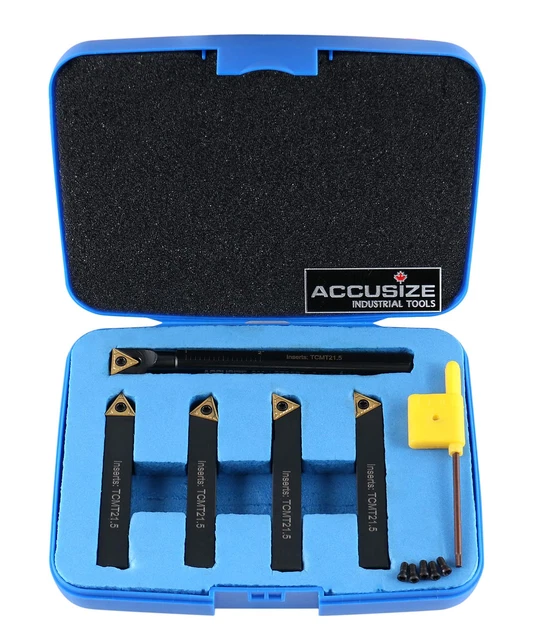 Accusize Industrial Tools 3/8" 5Ps/Set Indexable Turning Tool Set (4Ps Turning +
