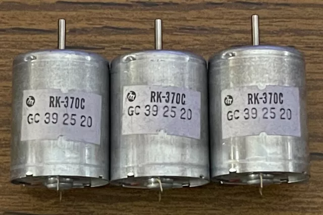 LOT of THREE (3) NEW Mabuchi DC motor RK-370C, 10mm shaft, Made in Taiwan