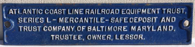 Antique Atlantic Coast Line Railroad Equipment Metal Sign Old Train RR Vintage