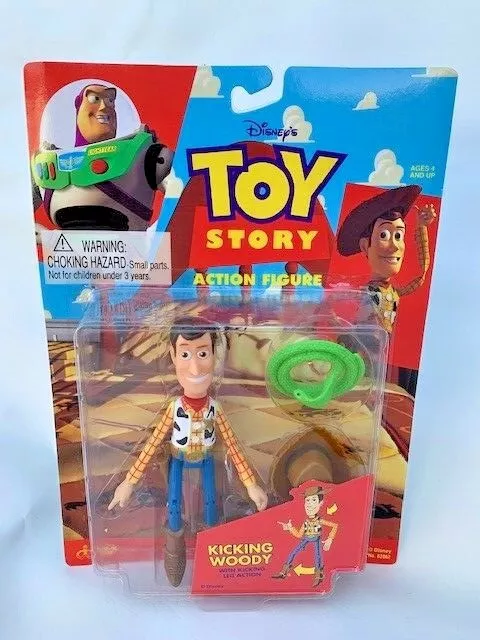 Figurine articulée Disney Pixar Toy Story « Kicking Woody » (Thinkway 1995) « Neuf dans son emballage » 2