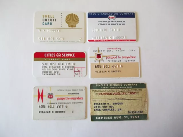 6 Vintage Gas Credit Cards Shell, Esso Standard, Cities, Phillips 66, Sinclair