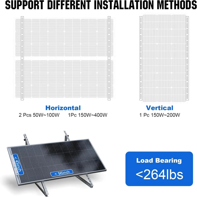 2 SETS 45INCH Adjustable Solar Panel Tilt Mounting Bracket with Folding ...