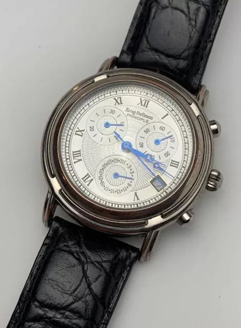 KRUG-BAUMEN Principle Men’s 38mm Quartz Watch Chronograph Date White Dial Swiss