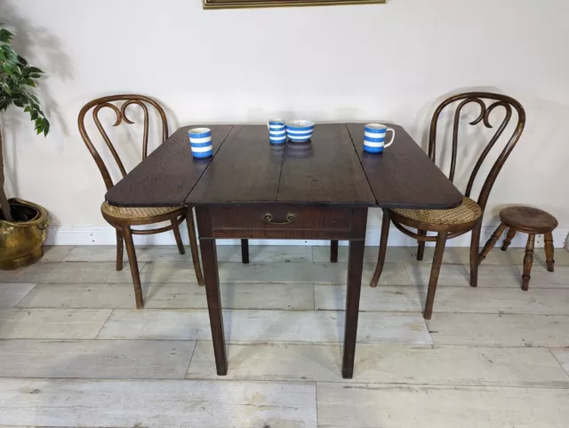 Antique 18th Century Georgian English Oak Drop Leaf Rectangular Dining Table