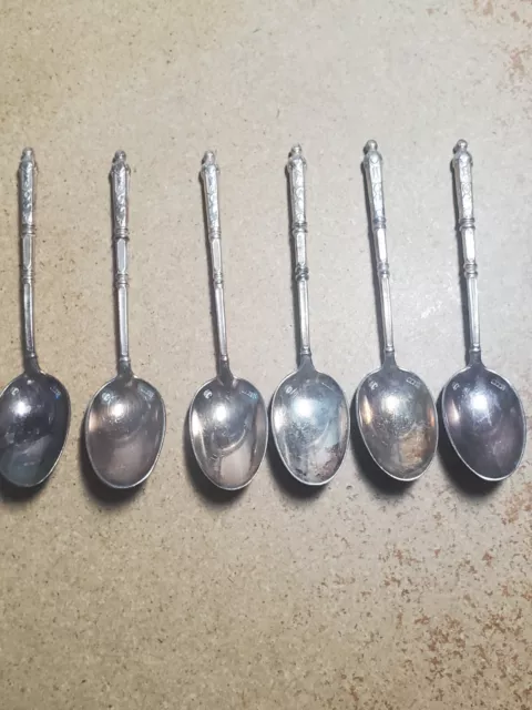 Antique French SFAM CHAMBLY VOLGA Set of 6 Dessert Spoons Silver Plate