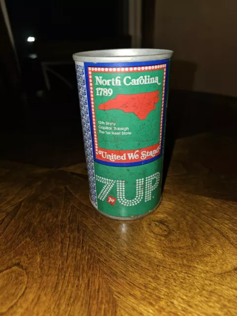Vintage 7 Up North Carolina 1976 United We Stand State Soda Pop Can USED