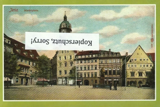 "Historische Postkarte"- Jena Marktplatz mit Hanfrieddenkmal um 1910