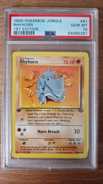 Pokemon Jungle 1st Edition Rhyhorn 61/64 Psa 10 Gem Mint