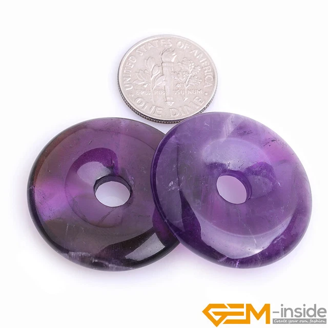 Natural Gemstones Round Donut Pendant Beads For Jewellery Making 1 Pcs 30mm 35mm