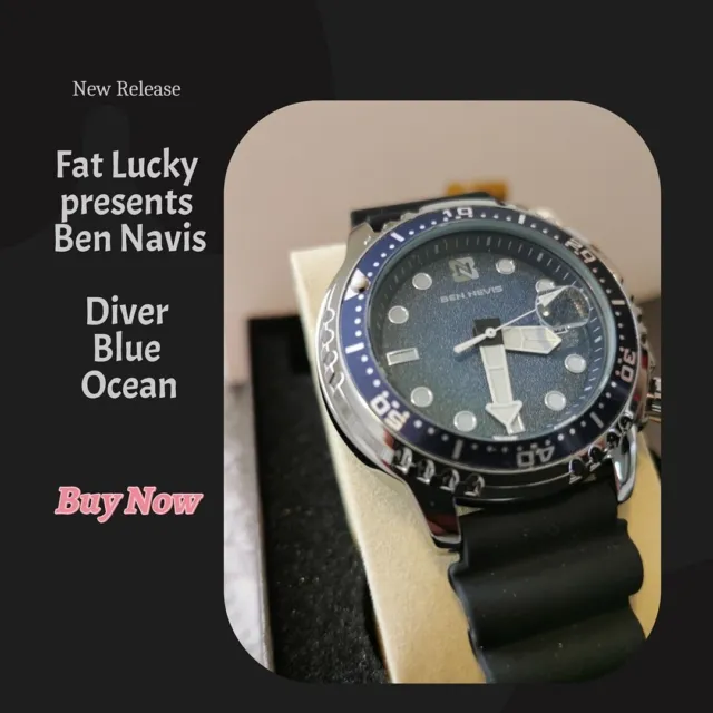 BEN Nevis Divers Quartz Watch  Style Seconds Silicone Strap Sport Ocean Blue