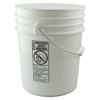 Plastic Pails, 5 Gal, 12.24 Dia., White Freund 1141T05