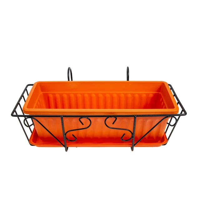 2 Sets Blumentöpfe Für Den Haushalt Balkon Geländer Pflanzer Zaun Blumenkasten 3