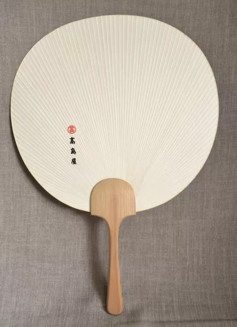 50cm(19.7") Japanese Old Big Fan Uchiwa 1990 : design Rose : signed Kyonaga Ito 3