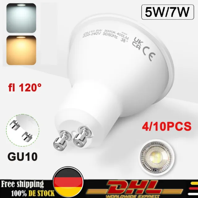 4/10x Spectrum LED Lampen Reflektoren Dimmbar 5/7W Warmweiß Kaltweiß fl120° GU10