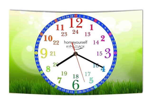 LAUTLOSE Wanduhr Kinder Lernuhr Fußball Rasen grün zur Einschulung Uhr modern De