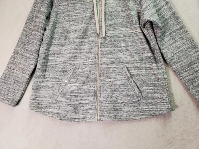 Style&co. Hoodie Womens Petite Large Gray Space Dye Cotton Long Sleeve Full Zip 3